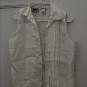 Sleeveless Pintuck Front Tank Top - Cream